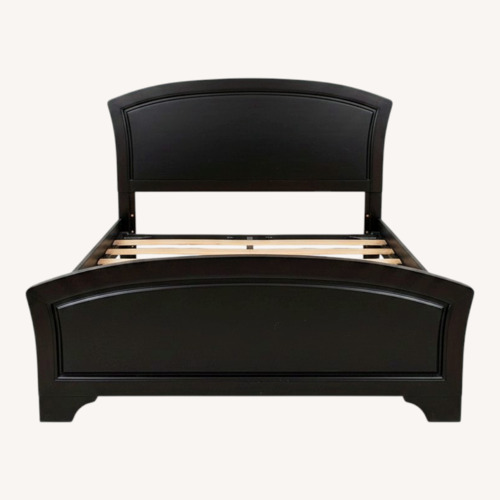 Used Dark Brown Wooden And Leather Bed for sale on AptDeco