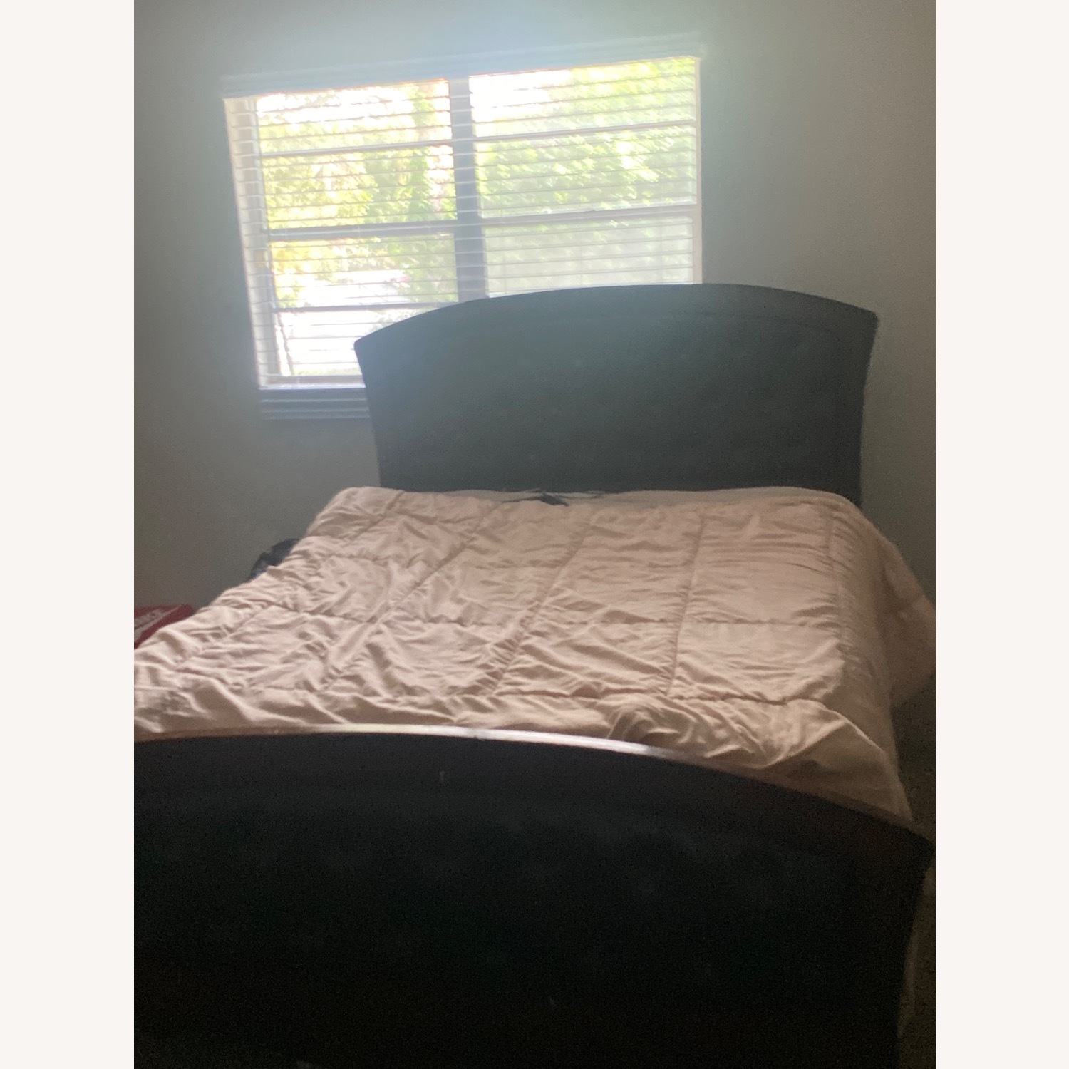 Dark Brown Wooden And Leather Bed - image-1
