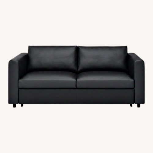 Used IKEA Finnala Faux Leather Black Sleeper Sofa for sale on AptDeco