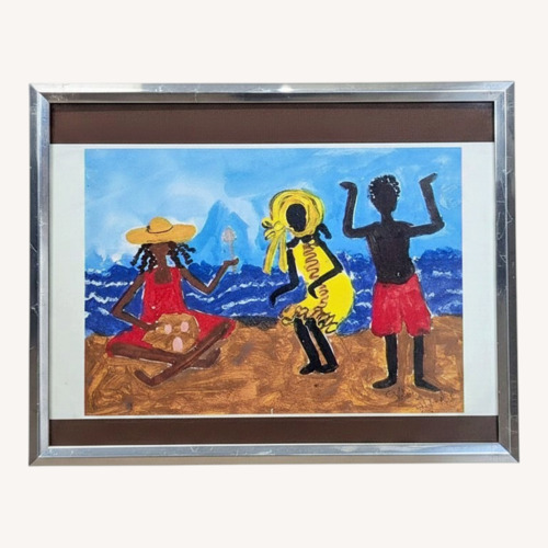 Used Alma White Framed Beach Scene Painting - 1999 Art for sale on AptDeco