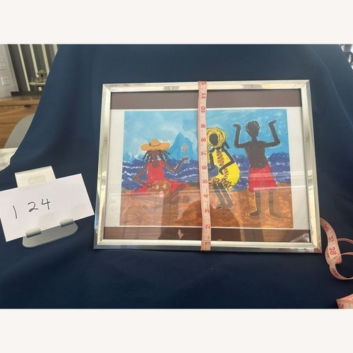 Used Alma White Framed Beach Scene Painting - 1999 Art for sale on AptDeco