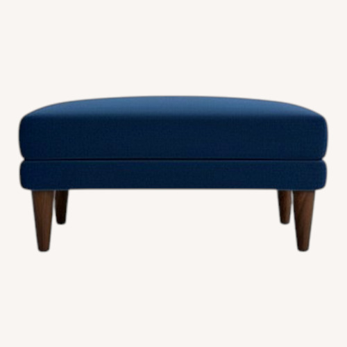 Used Joybird Lewis Blue Velvet Ottoman for sale on AptDeco