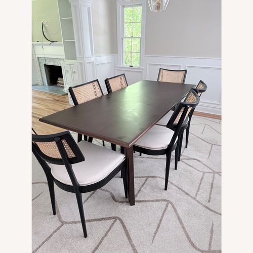 Used Pottery Barn Dark Brown Wood Dining Set for sale on AptDeco