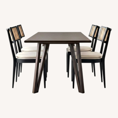 Used Pottery Barn Dark Brown Wood Dining Set for sale on AptDeco