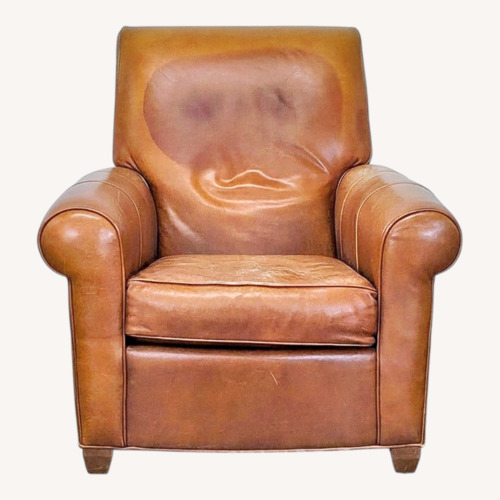 Used Ethan Allen Brown Leather Lounge Chair-Comfortable for sale on AptDeco
