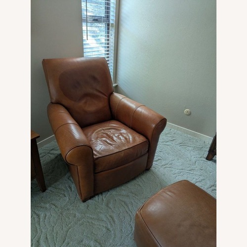 Used Ethan Allen Brown Leather Lounge Chair-Comfortable for sale on AptDeco