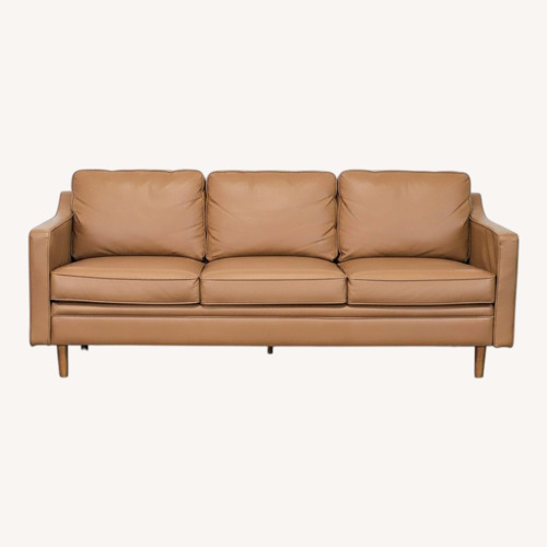Used Modern Tan Leather 3-Seat Sofa with Cushioned	 for sale on AptDeco