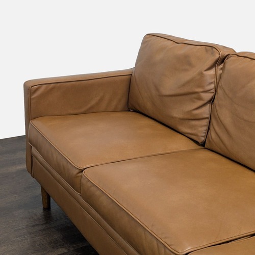 Used Modern Tan Leather 3-Seat Sofa with Cushioned	 for sale on AptDeco