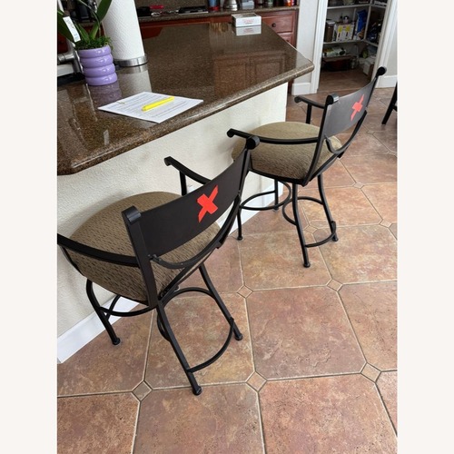 Used Wrought Iron Bar Stool with Upholstered Seat	 for sale on AptDeco