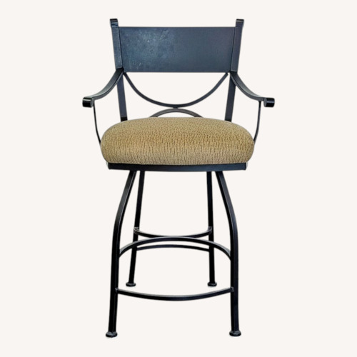 Used Wrought Iron Bar Stool with Upholstered Seat	 for sale on AptDeco