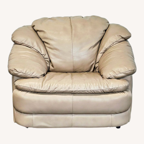 Used Natale Furniture Plush Beige Leather Lounge Chair  for sale on AptDeco
