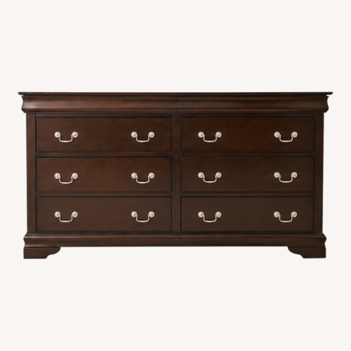 Used Dark Espresso Wood 6-Drawer Dresser with Silver Hardware for sale on AptDeco