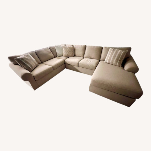 Used Dark Beige Full Family Sectional w Pillows for sale on AptDeco