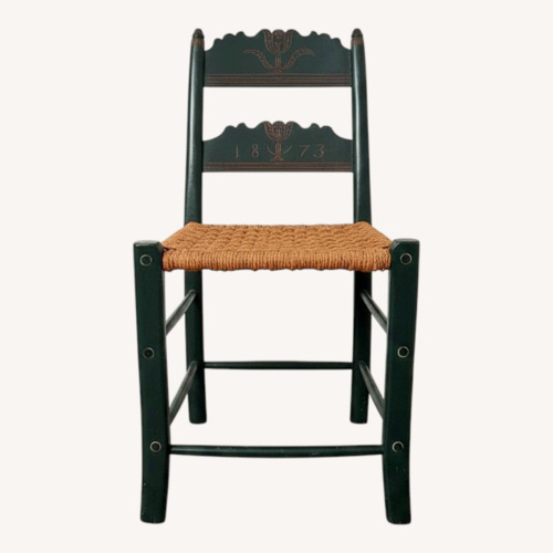 Used Antique Wood + Woven “1873” Accent Chair for sale on AptDeco