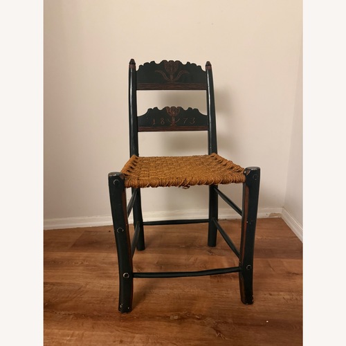 Used Antique Wood + Woven “1873” Accent Chair for sale on AptDeco