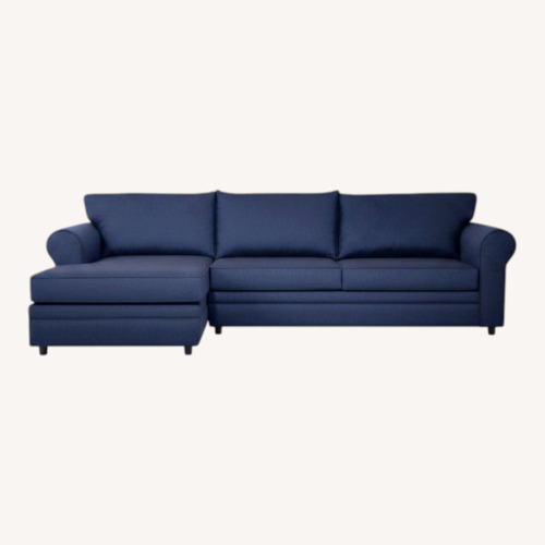 Used Bob’s Discount Navy Pull Out Sofa with Chaise for sale on AptDeco