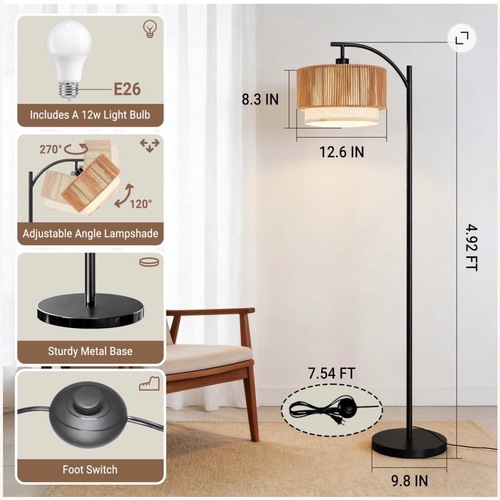 Used Wayfair Arc Floor Lamp with 3 Color Temperatures for sale on AptDeco