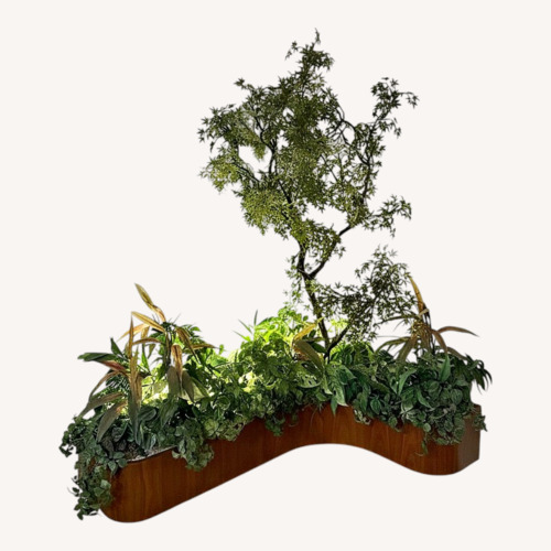Used Walnut Corner Indoor Planter with Lighting for sale on AptDeco