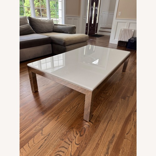 Used Mitchell Gold + Bob Williams Glass Resin and Mirror Coffee Table for sale on AptDeco