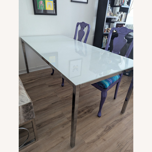 Used IKEA White Glass Dining Table for sale on AptDeco