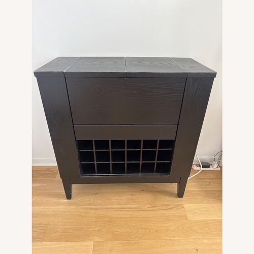 Used Crate & Barrel Parker Black Wood Wine Cabinet for sale on AptDeco