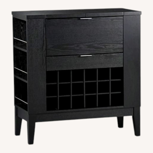 Used Crate & Barrel Parker Black Wood Wine Cabinet for sale on AptDeco