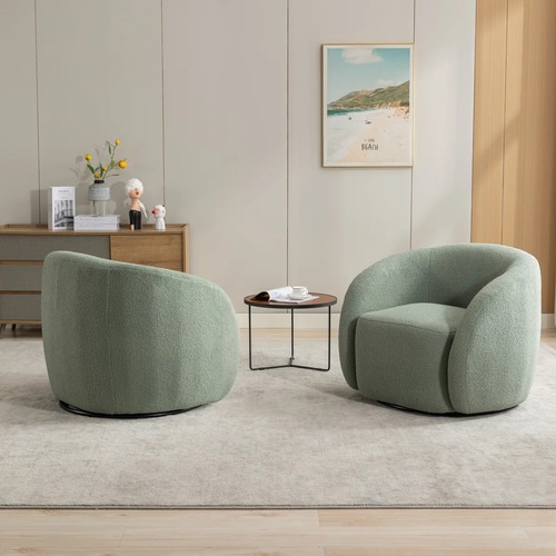 Used Wayfair Green Boucle Swivel Chairs Set of 2 for sale on AptDeco