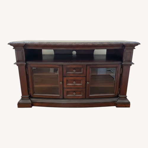 Used Dark Brown Wood Media Storage for sale on AptDeco