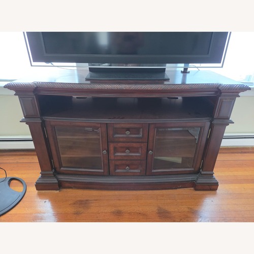 Used Dark Brown Wood Media Storage for sale on AptDeco