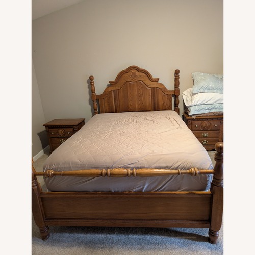 Used Vintage/Antique Natural Wood Queen Bed for sale on AptDeco