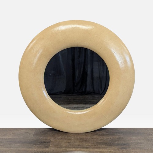 Used Kreiss Round Leather Wall Mirror for sale on AptDeco