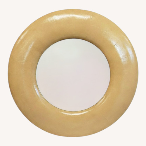 Used Kreiss Round Leather Wall Mirror for sale on AptDeco