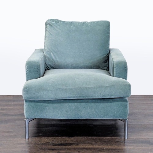 Used EQ3 Eve Modern Lounge Chair in Soft Blue Fabric for sale on AptDeco
