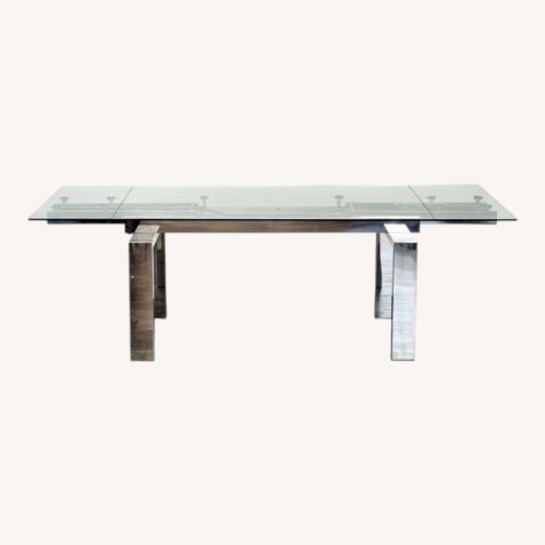 Used Glass and Chrome Extendable Dining Table for sale on AptDeco