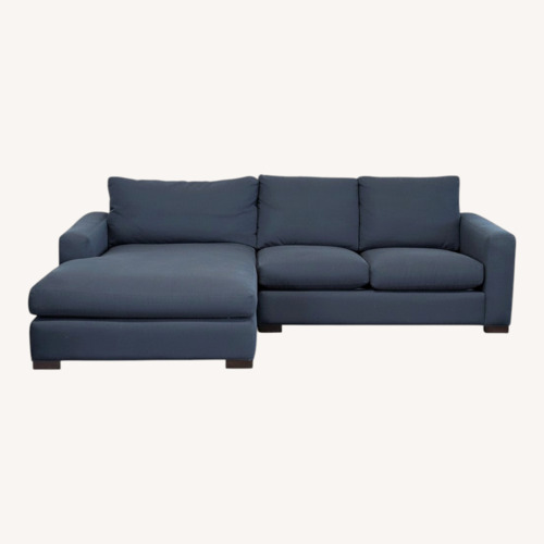 Used Room & Board Dark Blue Sectional Sofa with Chaise for sale on AptDeco