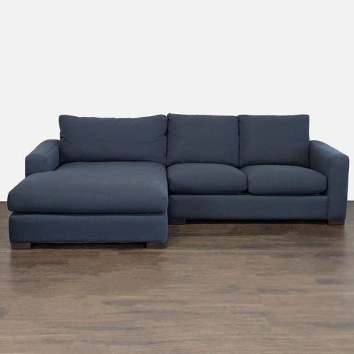Used Room & Board Dark Blue Sectional Sofa with Chaise for sale on AptDeco
