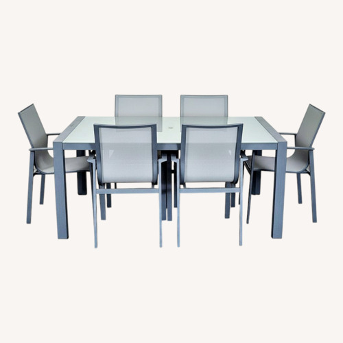 Used Living Spaces 7-Piece Modern Gray Dining Set  for sale on AptDeco