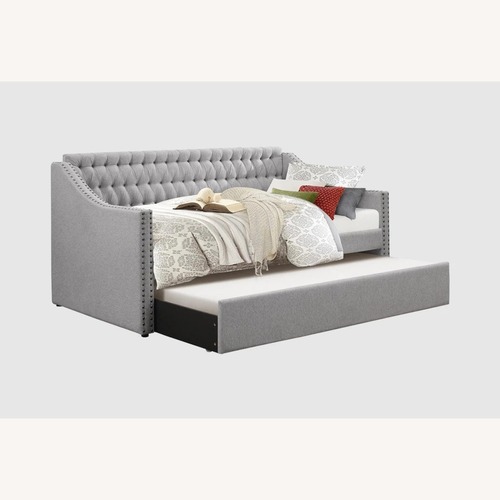 Used Restoration Hardware Baby and Child Tufted Grey Sleeper Sofa for sale on AptDeco