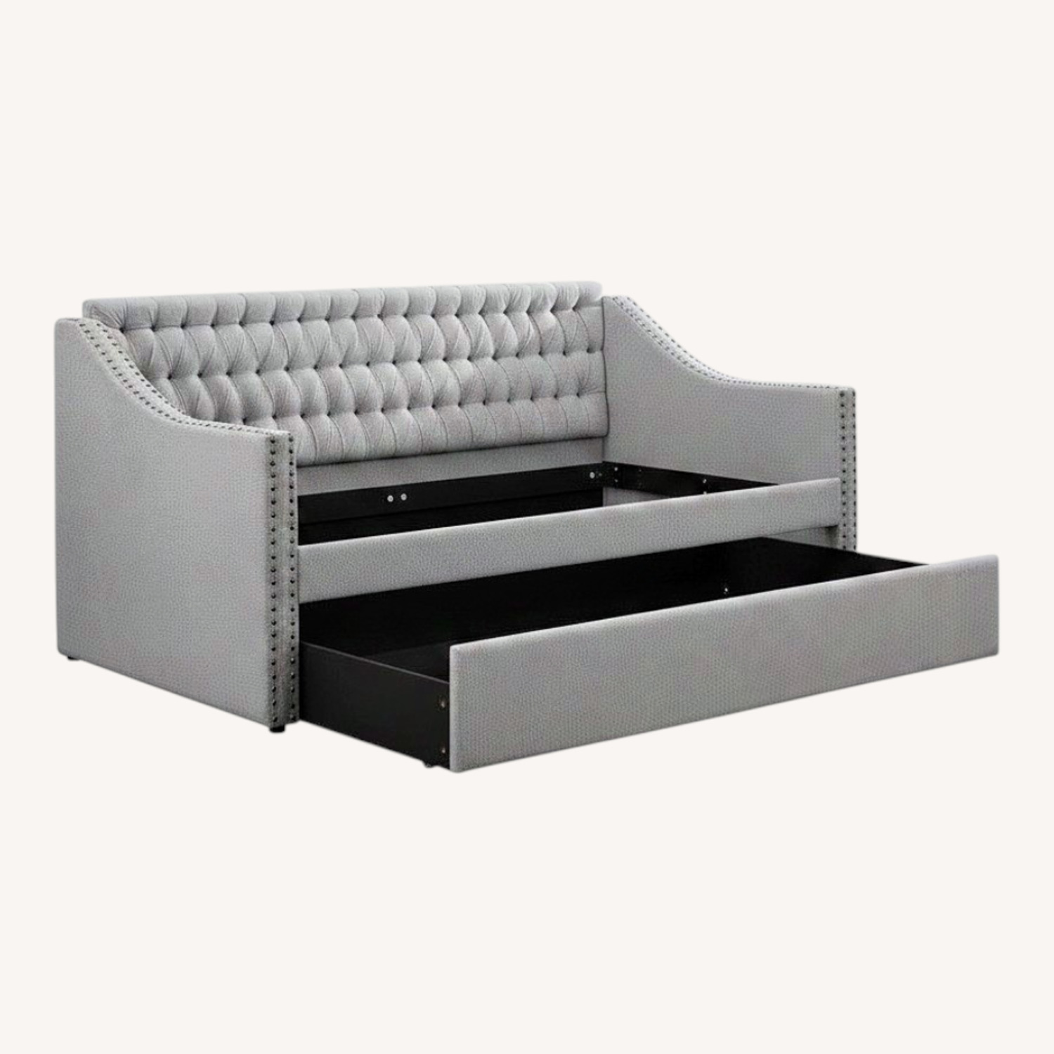 Restoration Hardware Baby and Child Tufted Grey Sleeper Sofa - image-0