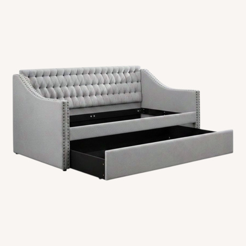 Used Restoration Hardware Baby and Child Tufted Grey Sleeper Sofa for sale on AptDeco
