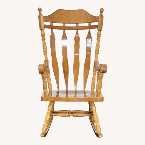 Used Classic Wooden Rocking Chair with Carved Backrest	 for sale on AptDeco