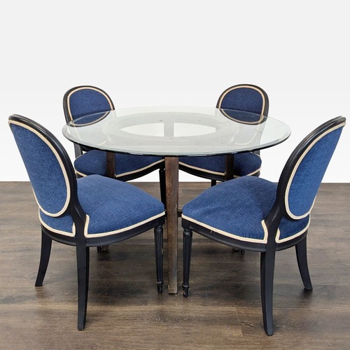 Used 5-Piece Dining Set with Glass Table for sale on AptDeco