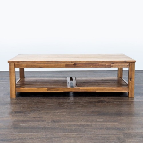 Used Tiburon Mid-Century Solid Acacia Wood Coffee Table for sale on AptDeco