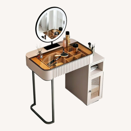 Used Chiquitha Glass Top Makeup Vanity for sale on AptDeco