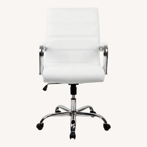 Used Flash Furniture Mid-Back White LeatherSoft Executive Swivel Office Chair for sale on AptDeco