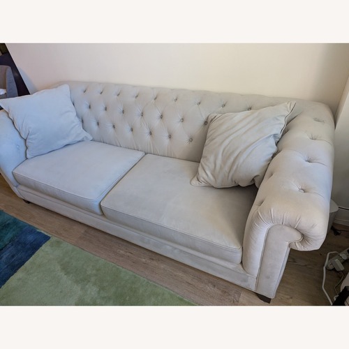 Used Martha Stewart Light Gray Velvet 3+ Seater Sofa for sale on AptDeco