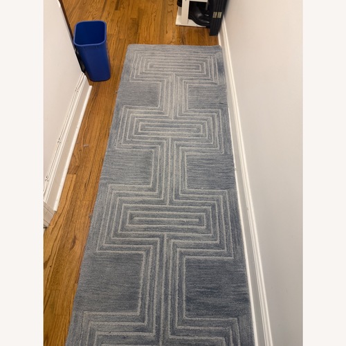 Used AllModern Orlie Blue Wool Runner Rug 2.5' x 8' for sale on AptDeco