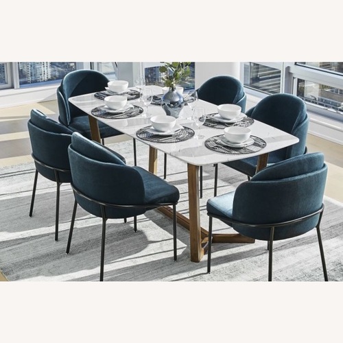 Used Rove Concepts Evelyn Dark Brown Marble Dining Table for sale on AptDeco
