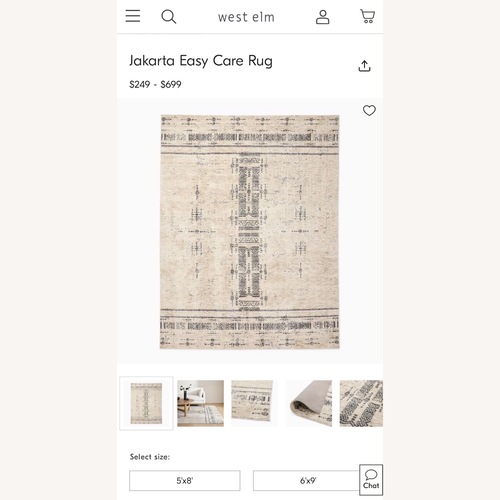 Used West Elm Jakarta Area Rug 6' x 9' for sale on AptDeco