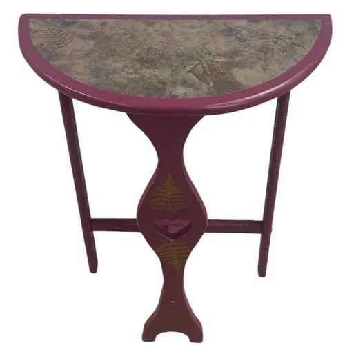 Used Painted Demilune Half Moon Accent Table Fern Decor for sale on AptDeco